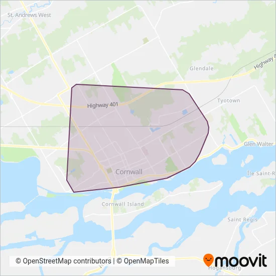 Cornwall Transit coverage area map