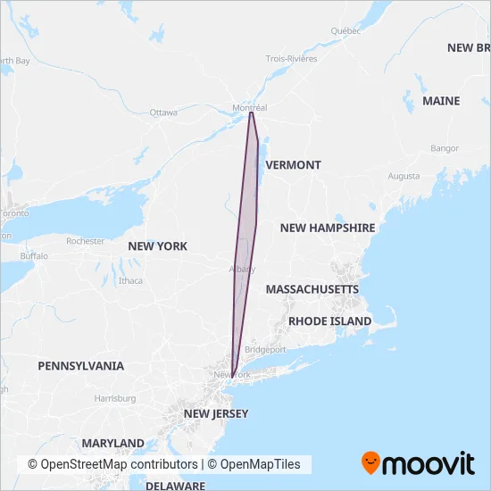 Amtrak coverage area map