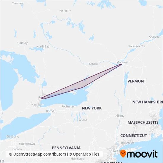 Megabus Canada coverage area map