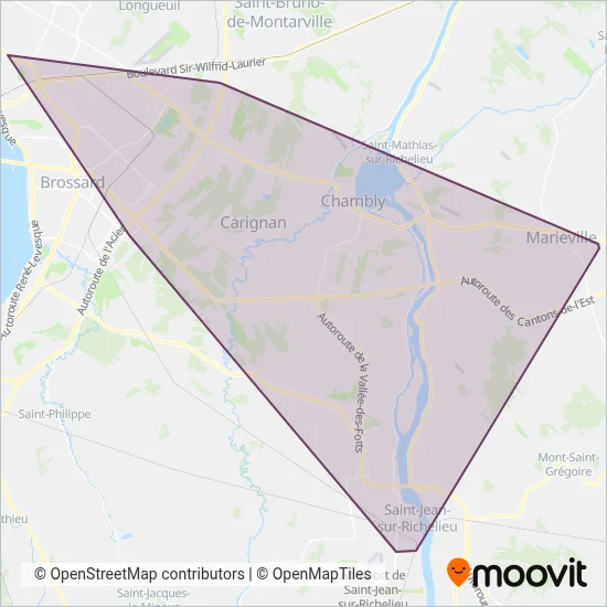 exo-Chambly-Richelieu-Carignan coverage area map