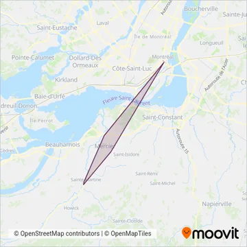 Carte de la zone de couverture de exo-Haut-Saint-Laurent