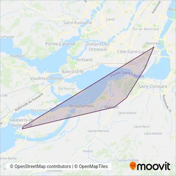 Carte de la zone de couverture de exo-Sud-Ouest