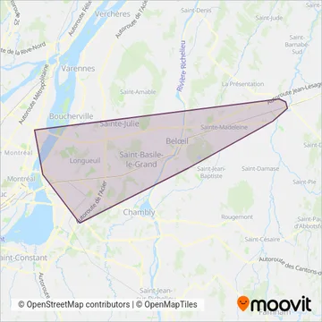 exo-Vallée du Richelieu coverage area map