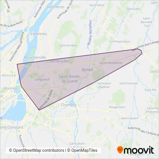exo-Vallée du Richelieu coverage area map