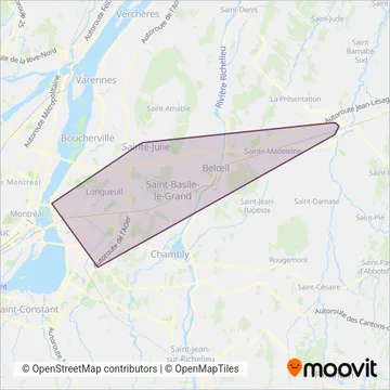 Carte de la zone de couverture de exo-Sainte-Julie