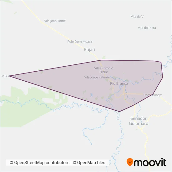 JTP Transportes - COM Rio Branco coverage area map