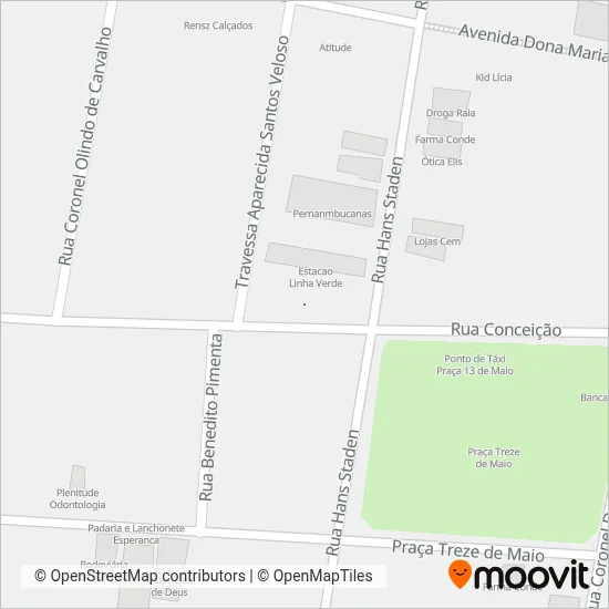 Mapa da área de cobertura da Rodoviário Oceano