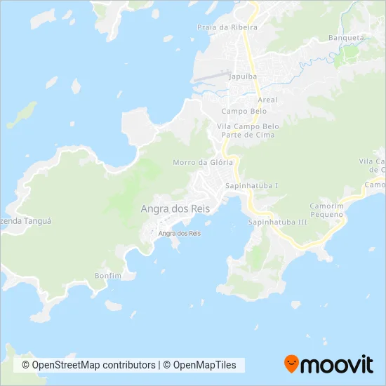 Mapa da área de cobertura da Colitur (Tarifa Zero - Paraty)