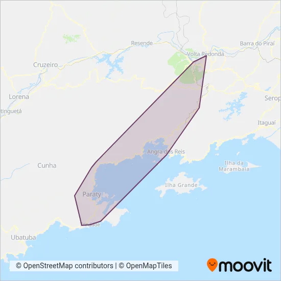 Mapa da área de cobertura da Colitur