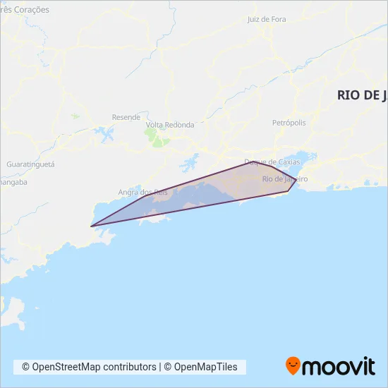 Mapa da área de cobertura da Costa Verde Transportes