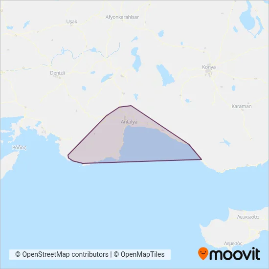 Antalya Ulaşım (Bus) coverage area map