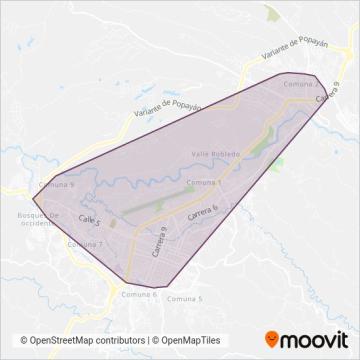 Mapa del área de cobertura de Translibertad