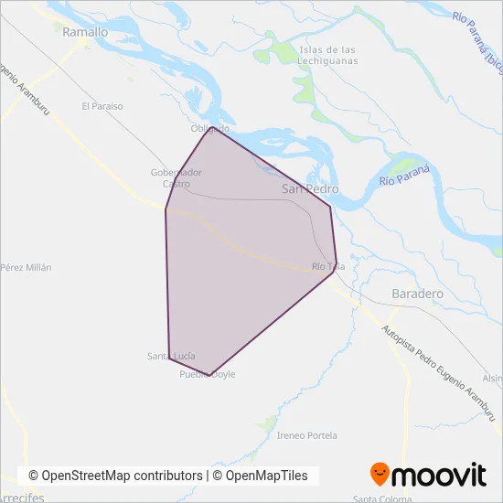 Mapa del área de cobertura de EVHSA