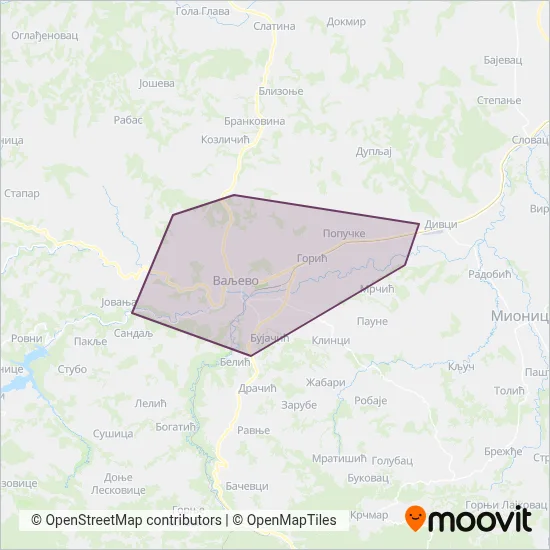 Lasta Valjevo mapa pokrivenosti