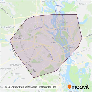 КП "Київпастранс" (Cable Car) coverage area map
