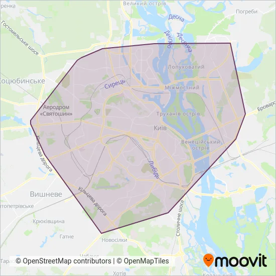 KP Kyivpastrans (Cable Car) coverage area map