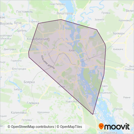 KP Kyivpastrans (Bus) coverage area map