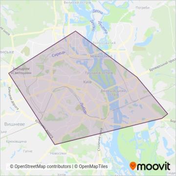Карта зони покриття Київський метрополітен