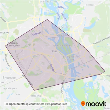 Карта зони покриття Київський метрополітен