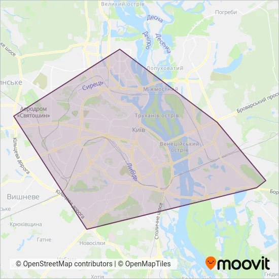 Kyiv Metro coverage area map