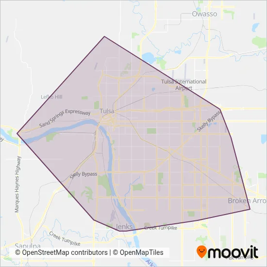 Tulsa Transit coverage area map