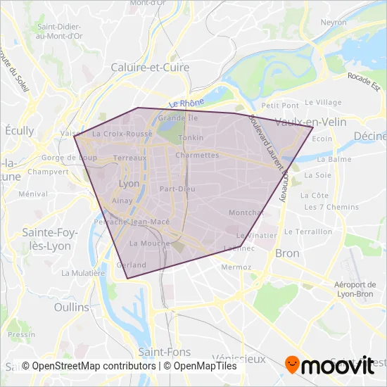 Carte de la zone de couverture de TCL – Pleine Lune