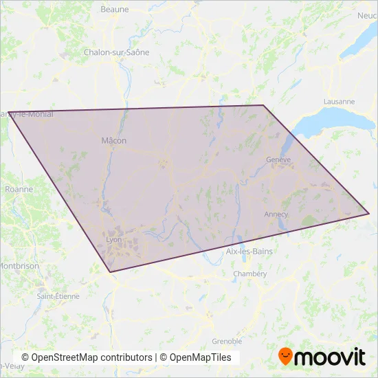 Mapa del área de cobertura de SNCF VOYAGEURS (Autobús)