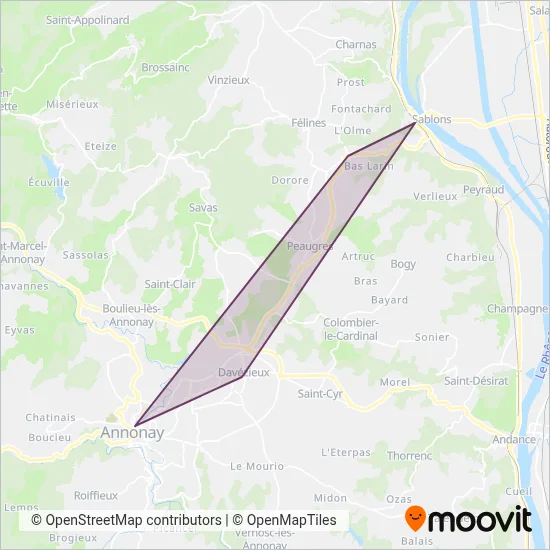 Carte de la zone de couverture de Conseil Régional Auvergne - Rhône-Alpes