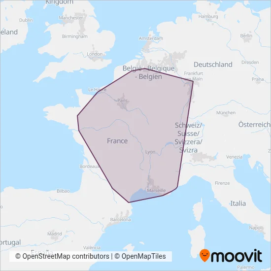 SNCF VOYAGEURS (Rail) coverage area map