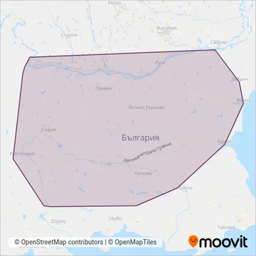 Карта на района на покритие на BDZ Passengers