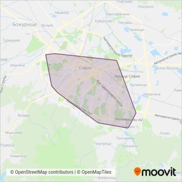 Карта на района на покритие на СТОЛИЧЕН ЕЛЕКТРОТРАНСПОРТ