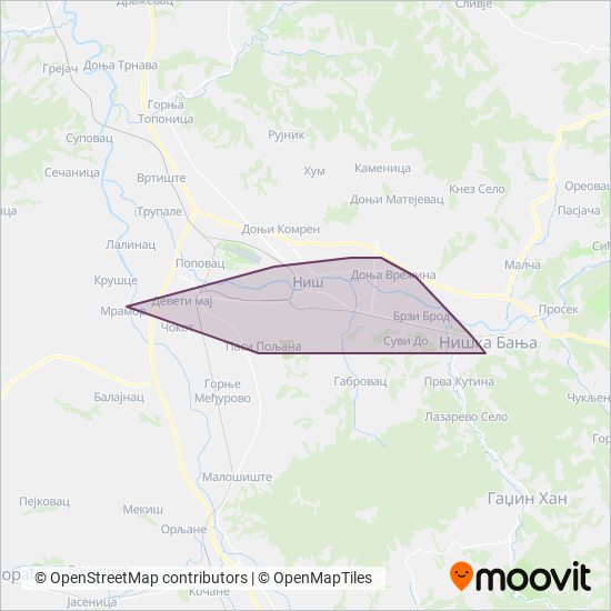 Niš-ekspres coverage area map