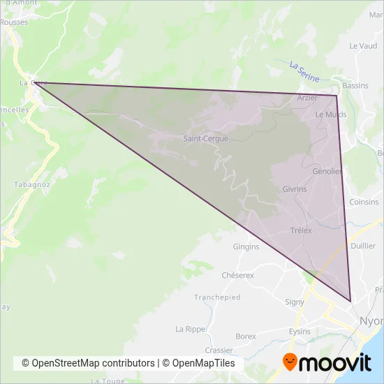 Nyon-St-Cergue-Morez coverage area map