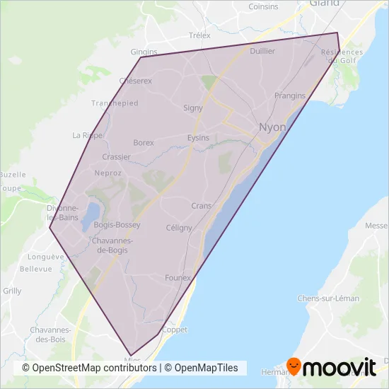 Transports Publics de la Région Nyonnaise Verbundsgebiet
