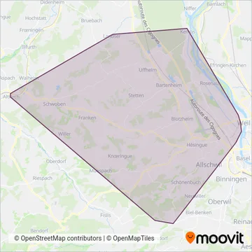 Carte de la zone de couverture de DistriBus