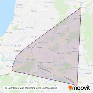 Transports Publics de l'agglomération d'Annemasse coverage area map