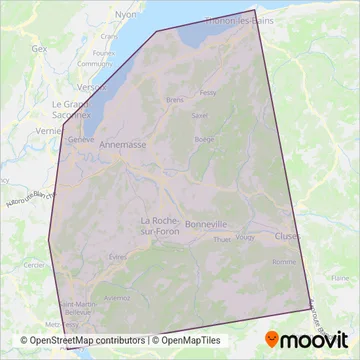 Carte de la zone de couverture de Alpbus Fournier