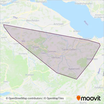 Carte de la zone de couverture de Appenzeller Bahnen (ab)