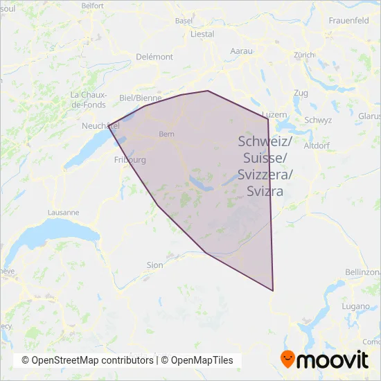BLS AG (bls) - Rail coverage area map