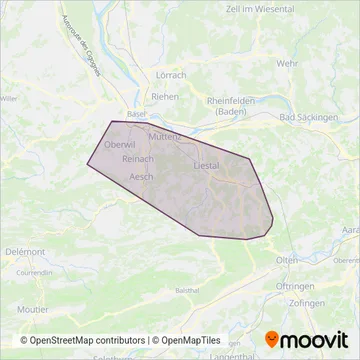 Baselland Transport (Bus) coverage area map