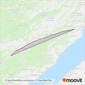 Transports Publics Neuchâtelois SA (rvt) coverage area map