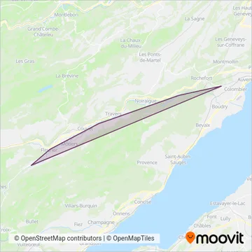 Carte de la zone de couverture de Transports Publics Neuchâtelois SA (rvt)
