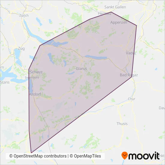 Schweizerische Südostbahn (sob) Verbundsgebiet