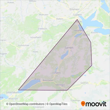 Carte de la zone de couverture de Zentralbahn (Train)