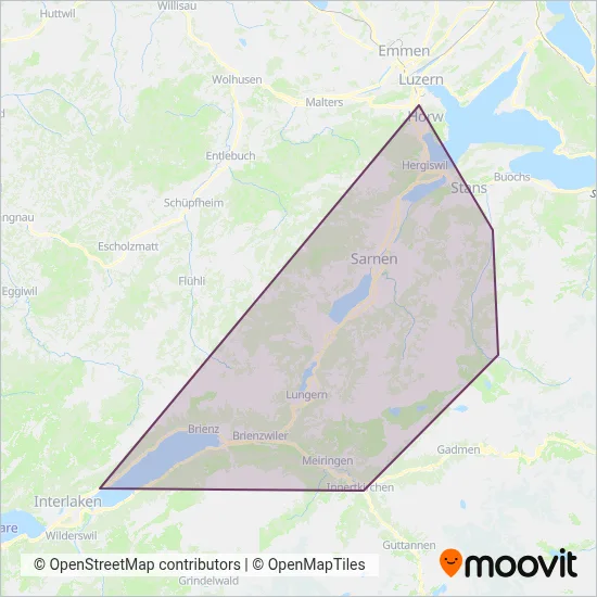 Zentralbahn (Rail) coverage area map