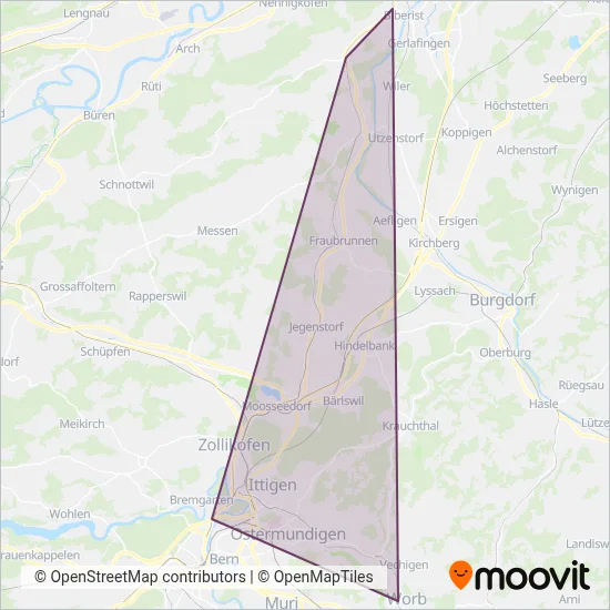 Regionalverkehr Bern-Solothurn coverage area map
