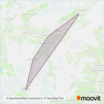 Matterhorn Gotthard Bahn (bvz) coverage area map