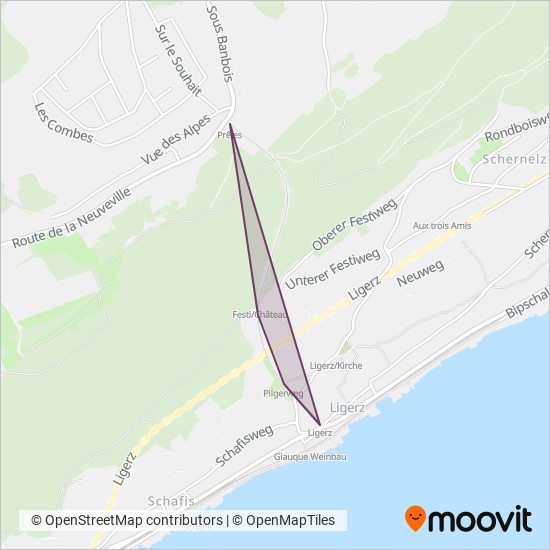 Carte de la zone de couverture de Aare Seeland mobil (ltb)