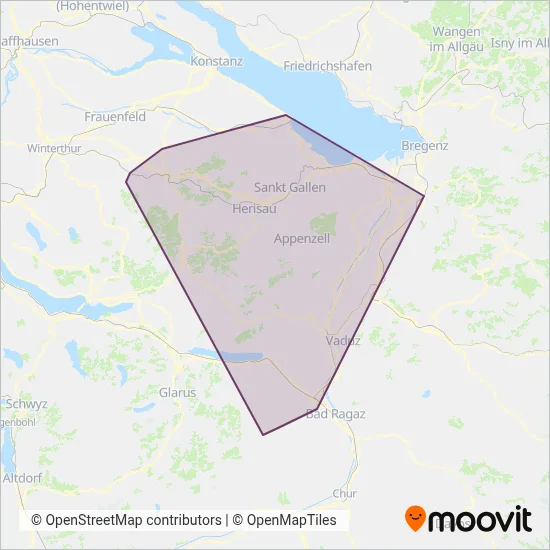 Bus Ostschweiz coverage area map