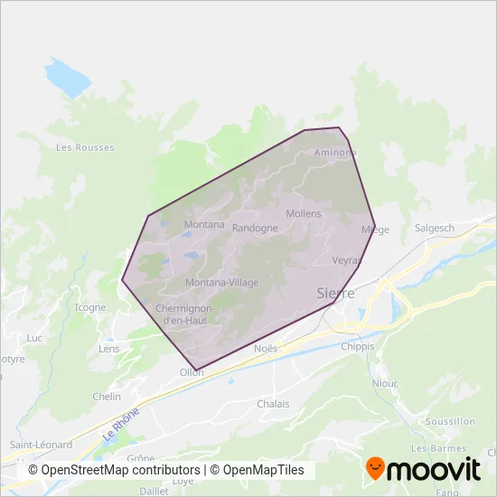 Sierre-Montana-Crans (Bus) coverage area map